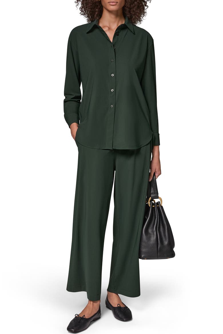 Stretch Long Sleeve Button Front Shirt, Alternate, color, BLK FOREST