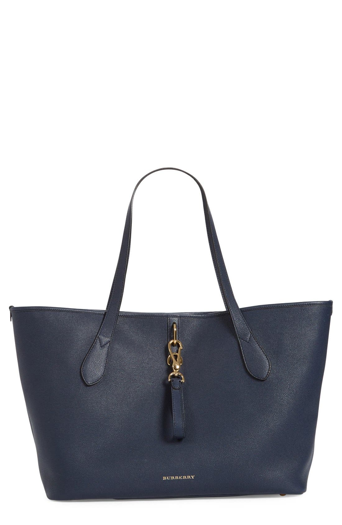 'Medium Honeybrook' Leather Tote, Main, color, INK BLUE