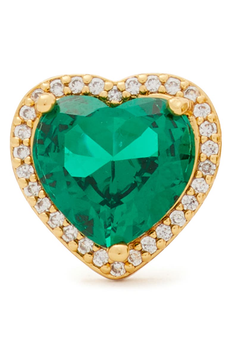 Kate Spade New York my love pavé heart stud earrings, Alternate, color, Emerald