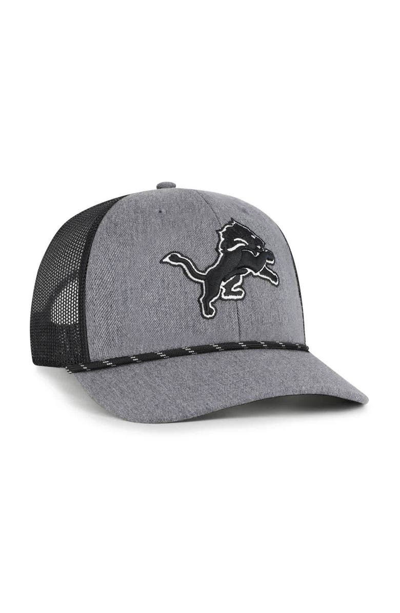 '47 Men's '47 Heather Charcoal Detroit Lions Carbon Rope Trucker Adjustable Hat, Alternate, color,