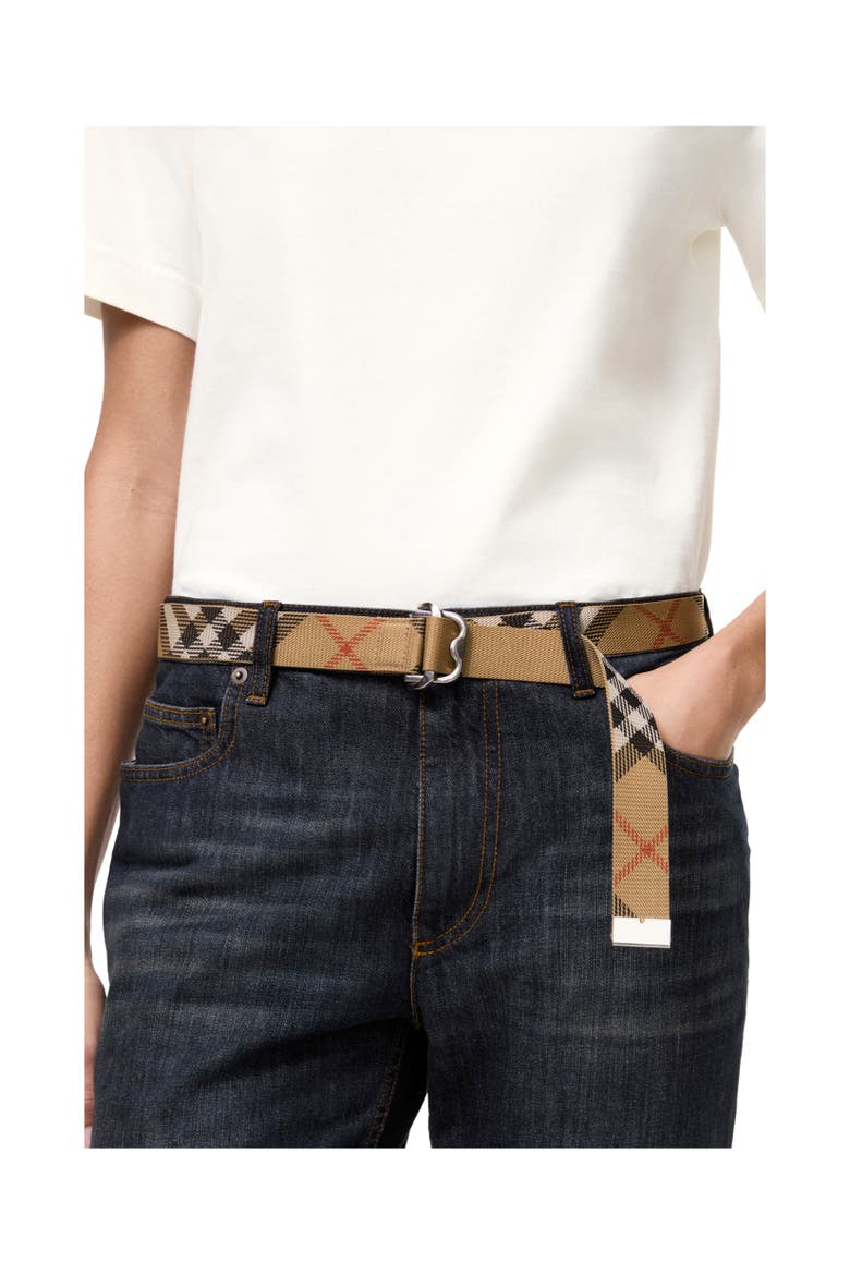 Check Webbing Belt, Alternate, color, Sand beige