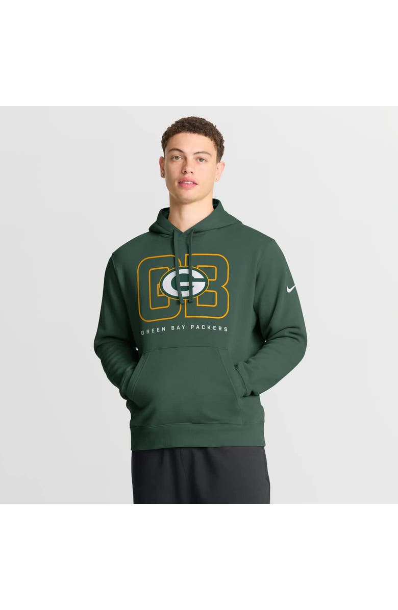 Nike Men's Nike Green Green Bay Packers Busted Play Club Fleece Pullover Hoodie, Main, color, 