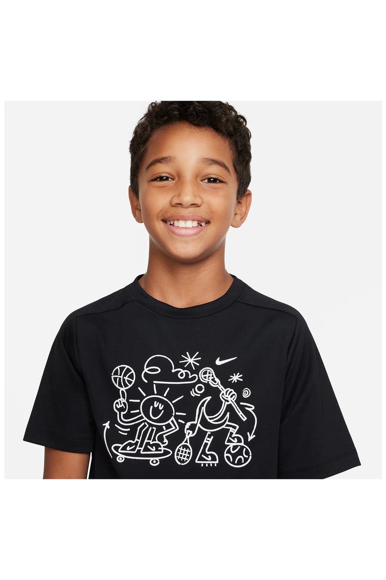 Kids' Dri-FIT Multi+ Training Tee, Alternate, color, BLACK/ WHITE