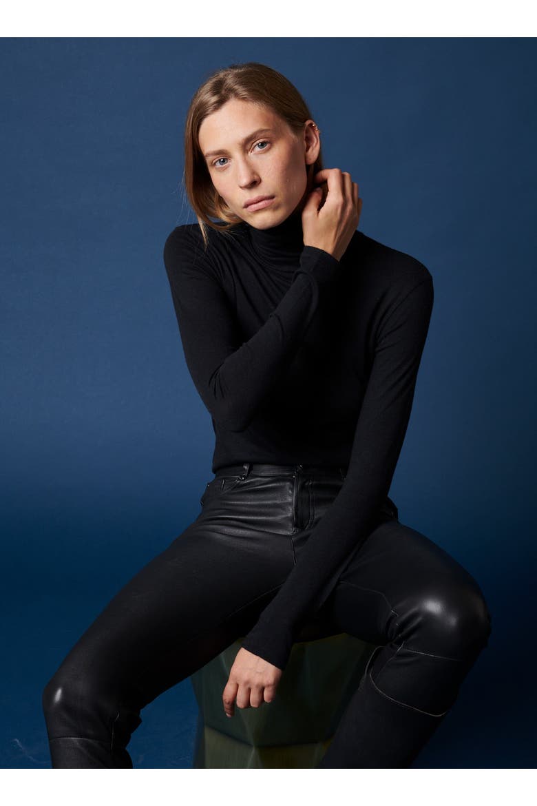 Soft Touch Long Sleeve Turtleneck, Alternate, color, NOIR