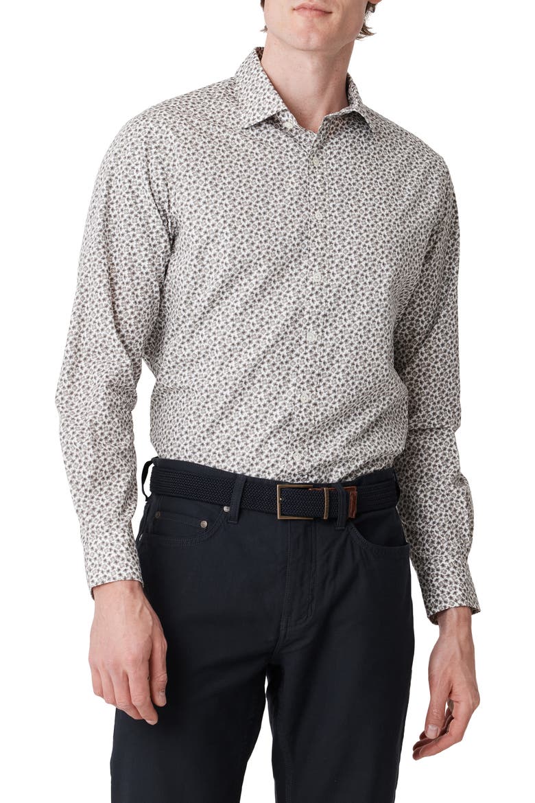 Glenkenich Floral Cotton Button-Up Shirt, Main, color, GRANITE