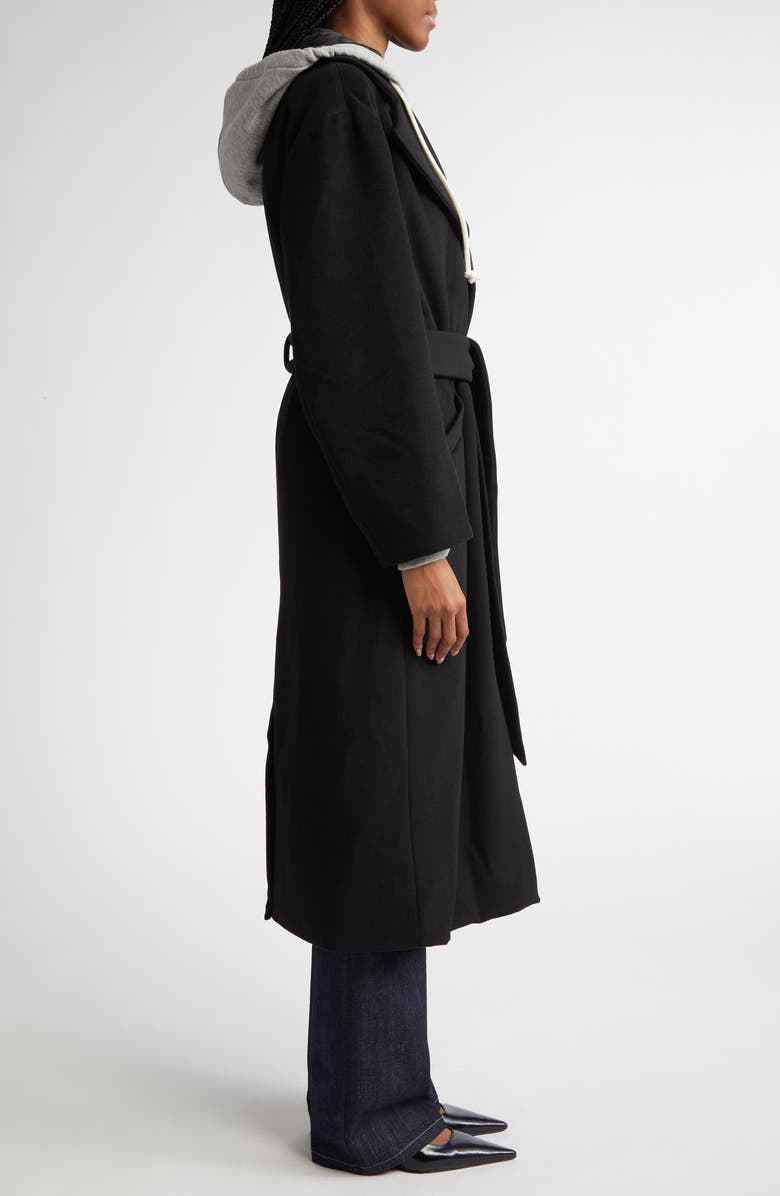 Cinq à Sept Vander Hooded Longline Coat, Alternate, color, Black/ Heather Grey