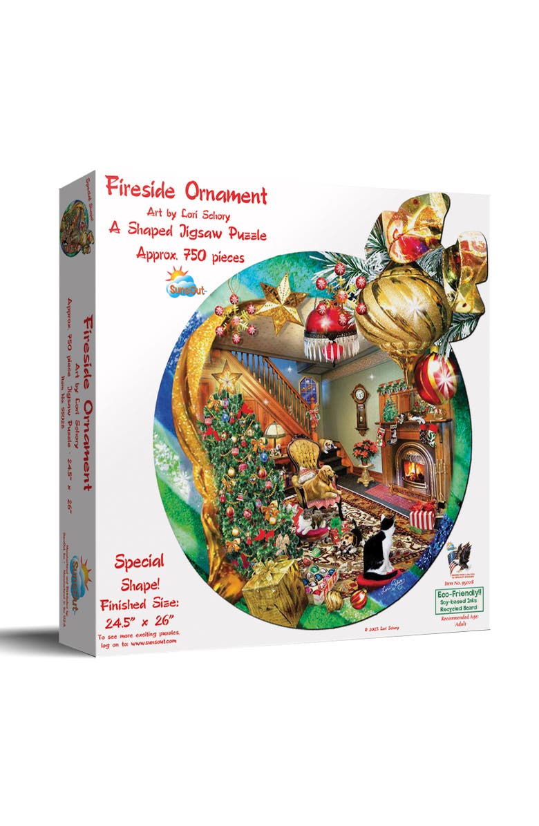 Sunsout Fireside Ornament 750 piece Jigsaw Puzzle for Adults Special Shape, Main, color, Multicolor