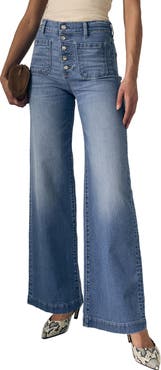 LE JEAN Georgia Patch Pocket Wide Leg Jeans