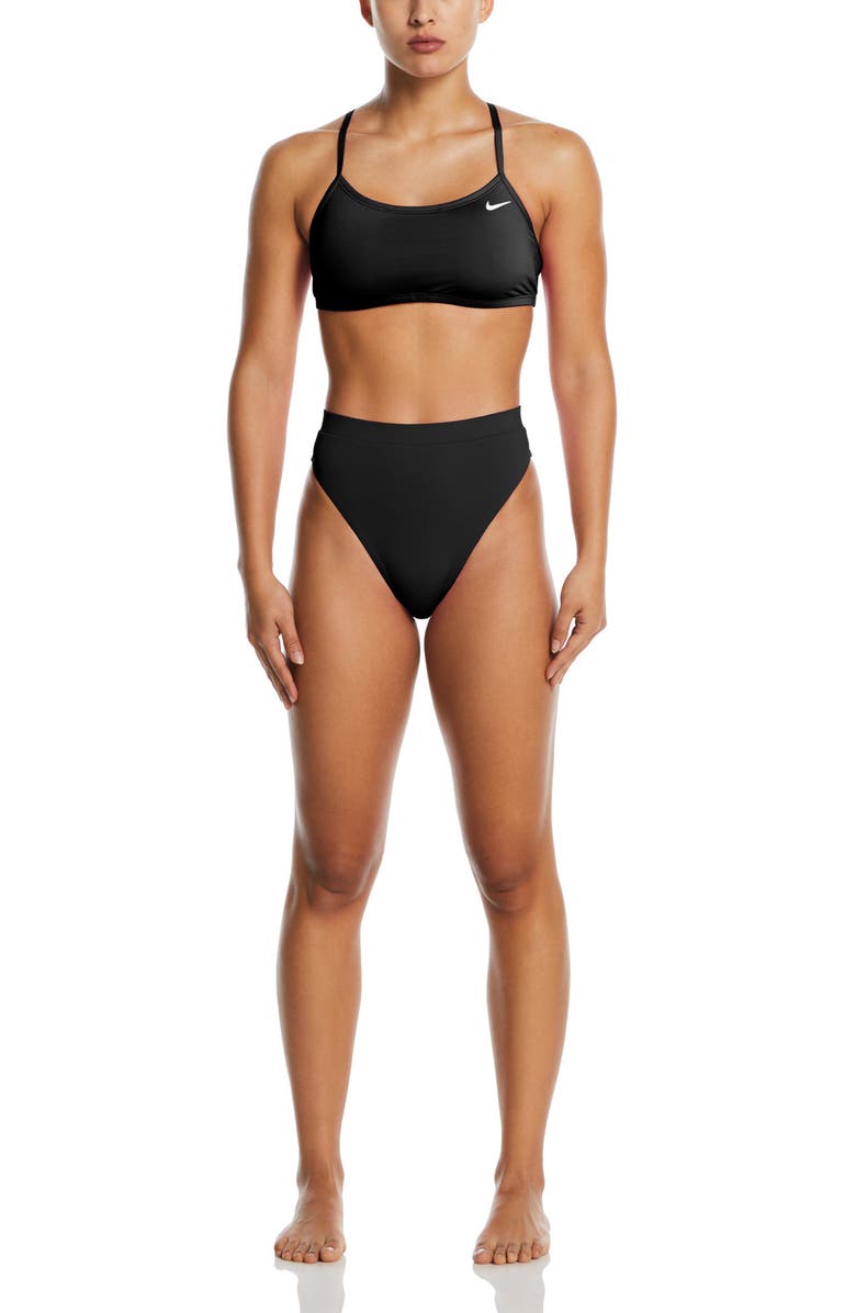 Nike Essential High Waist Bikini Bottoms, Alternate, color, Black