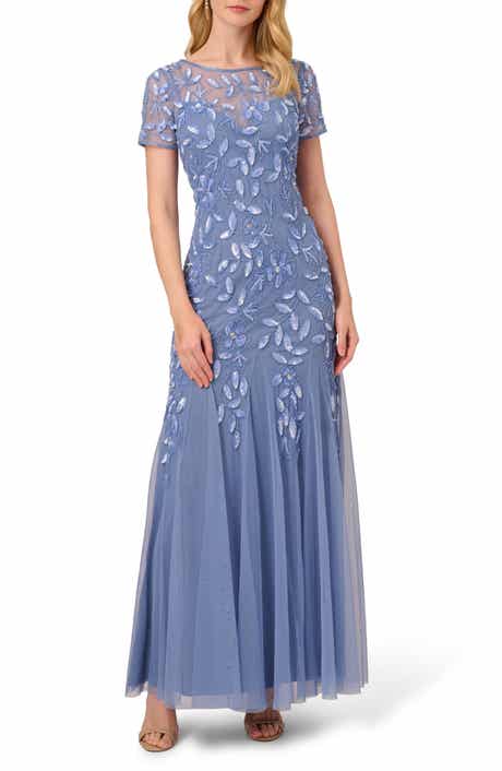 Floral Embroidered Beaded Trumpet Gown