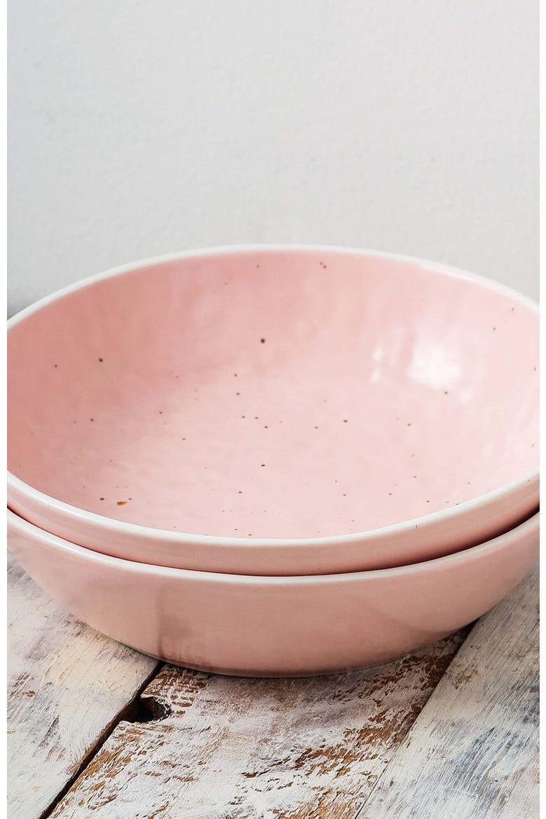 Elena Stoneware 4-Piece Bowl Set, Alternate, color, Pink