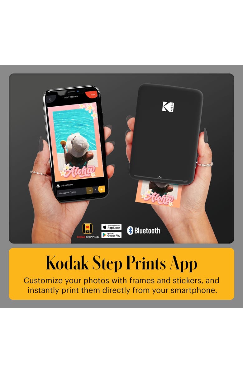 Kodak Step Mobile Instant Photo Printer 2x3, Compatible with iOS, Android & Bluetooth, Alternate, color, Black