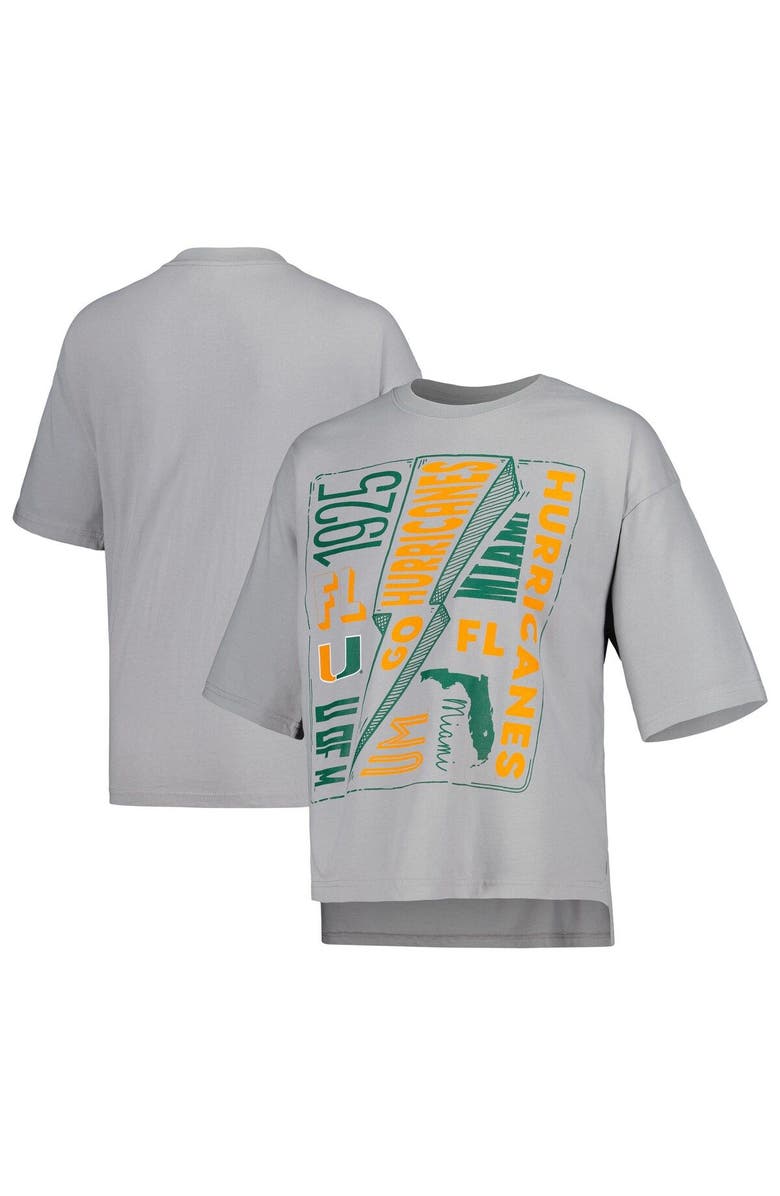 PRESSBOX Women's Pressbox Silver Miami Hurricanes Rock & Roll School of Rock T-Shirt, Main, color, Silver