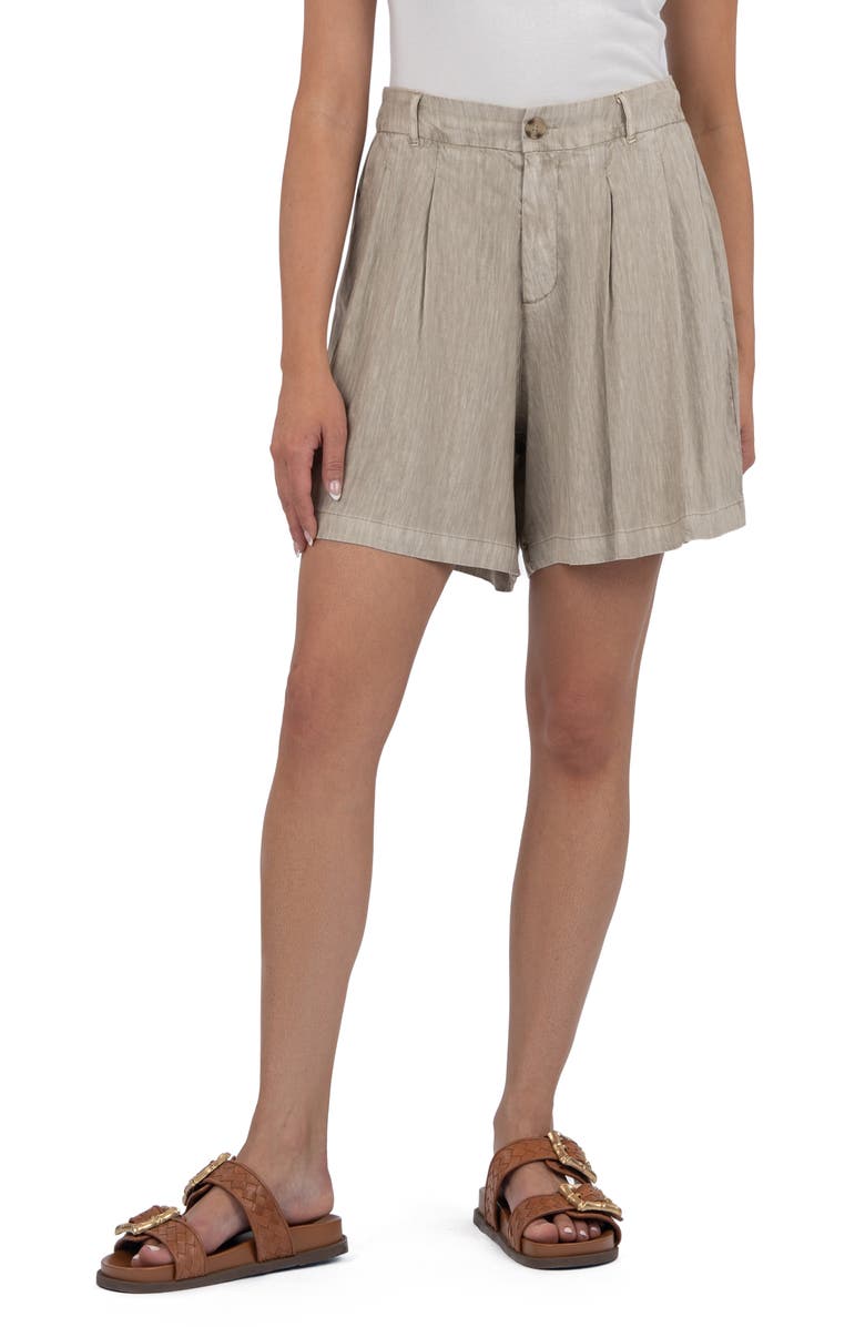 KUT from the Kloth Catalina Pleated Linen Blend Shorts, Main, color, Wheat