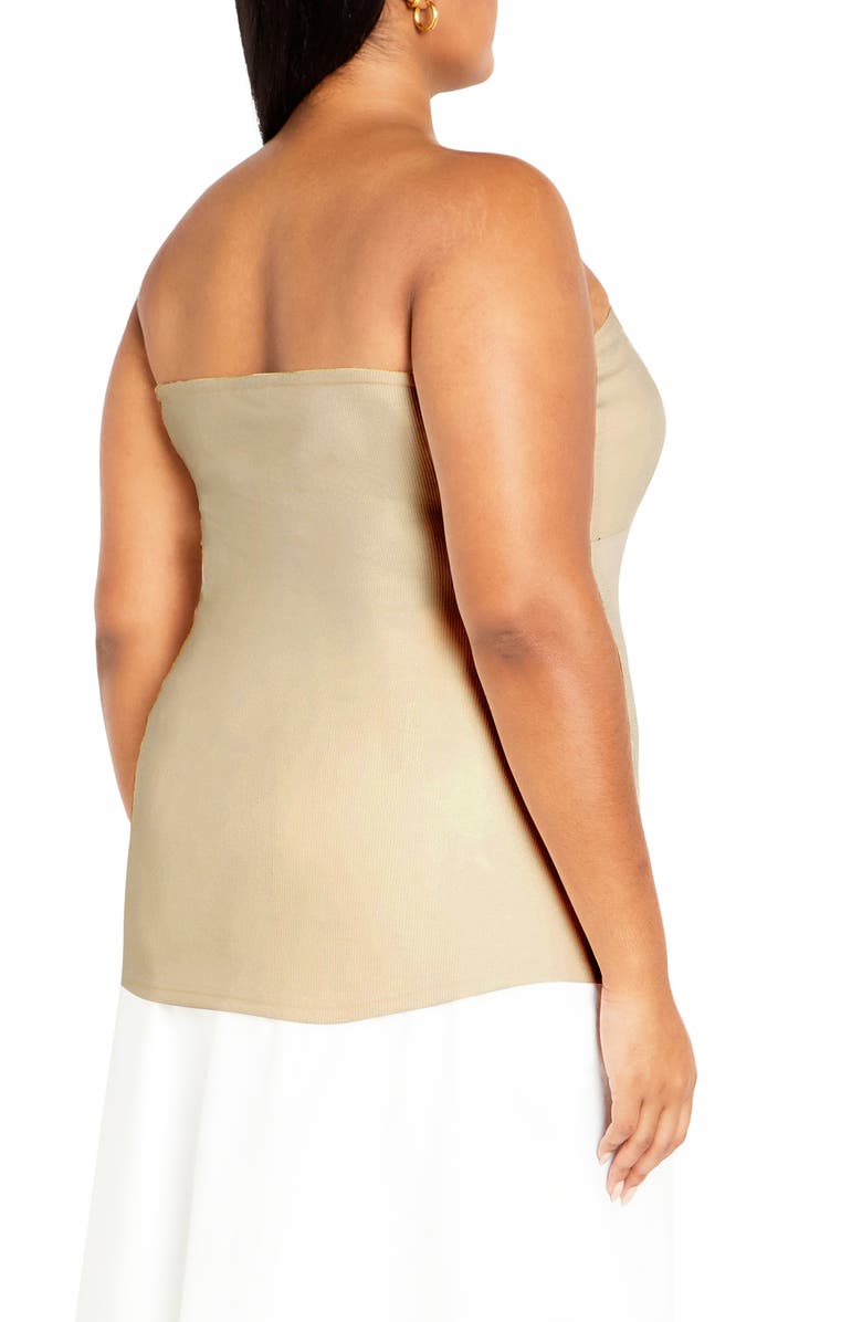City Chic Asher Strapless Rib Top, Alternate, color, Cream