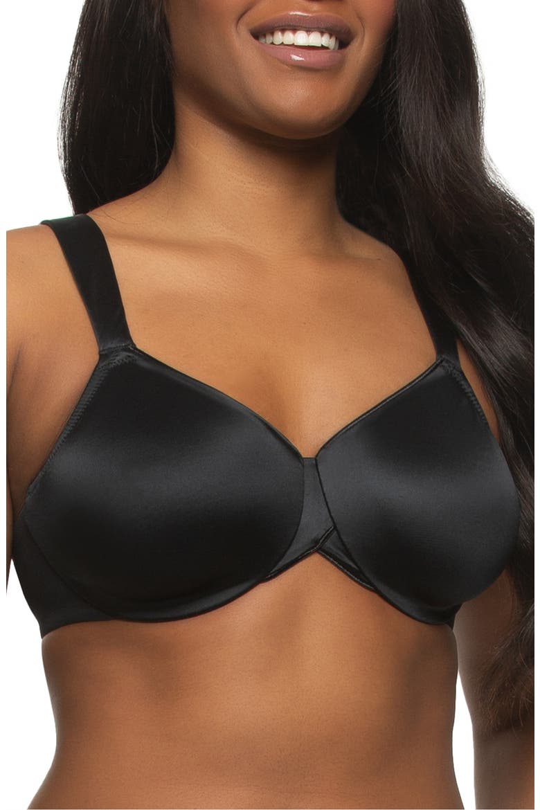 Stellar Smooth Satin Unlined Underwire Bra, Main, color, BLACK