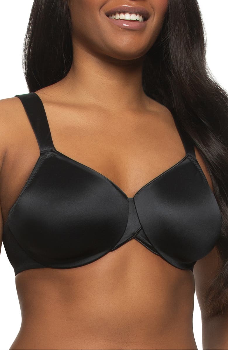 Felina Stellar Smooth Satin Unlined Underwire Bra, Main, color, Black