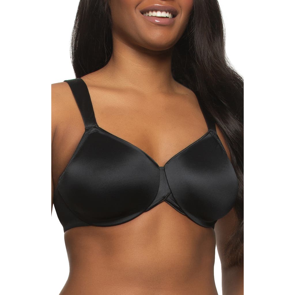 Felina Stellar Smooth Satin Unlined Underwire Bra In Black