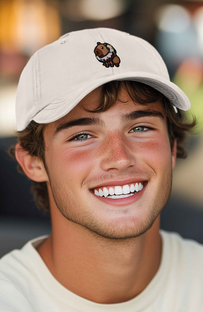 Dalix Capybara Donut Embroidered Cap, Alternate, color, Beige