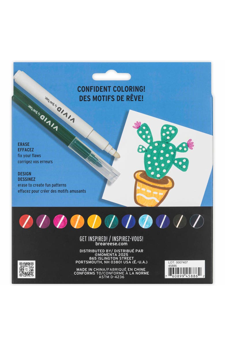 Brea Reese Vivid Eraser Markers, 11 Classic Ink Colors & 1 Erase Marker, Alternate, color, Multicolored