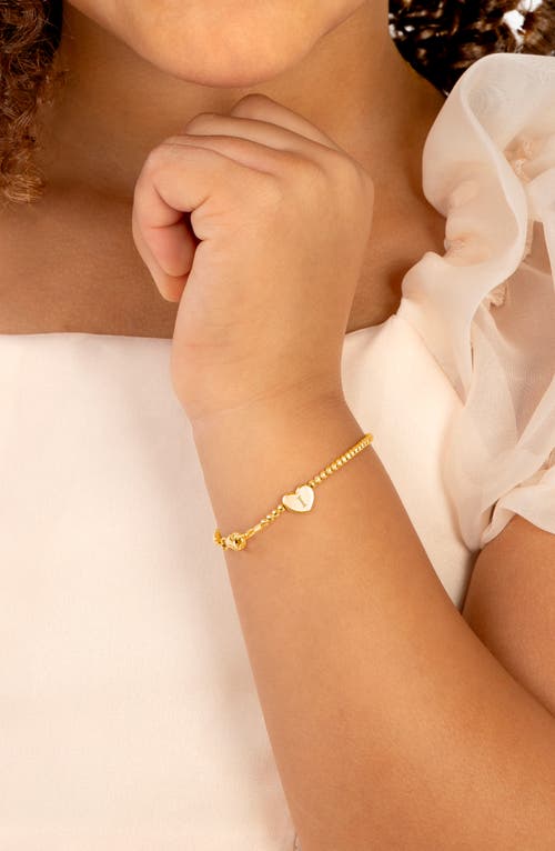 Tiny Blessings 14k Gold Dainty Heart & Engraved Initial 5.25" Bracelet In Gold