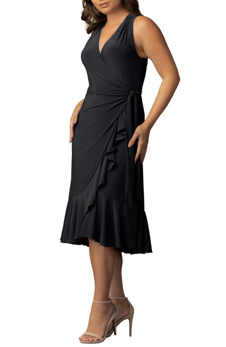 Kiyonna Laguna Sleeveless Wrap Dress, Alternate, color, Black Noir