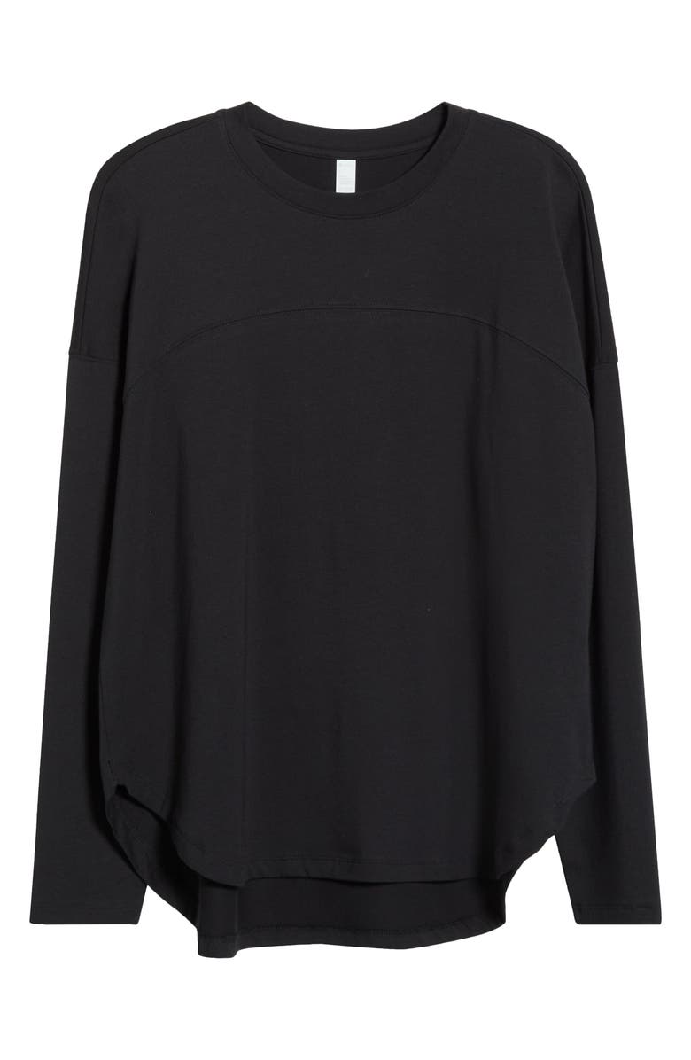 Zella Relaxed Fit Washed Long Sleeve T-Shirt, Alternate, color, Black