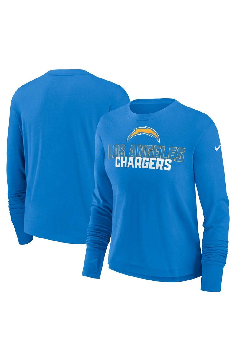 Nike Women's Nike Powder Blue Los Angeles Chargers Modest Crop Performance Long Sleeve T-Shirt, Alternate, color, Powder Blue
