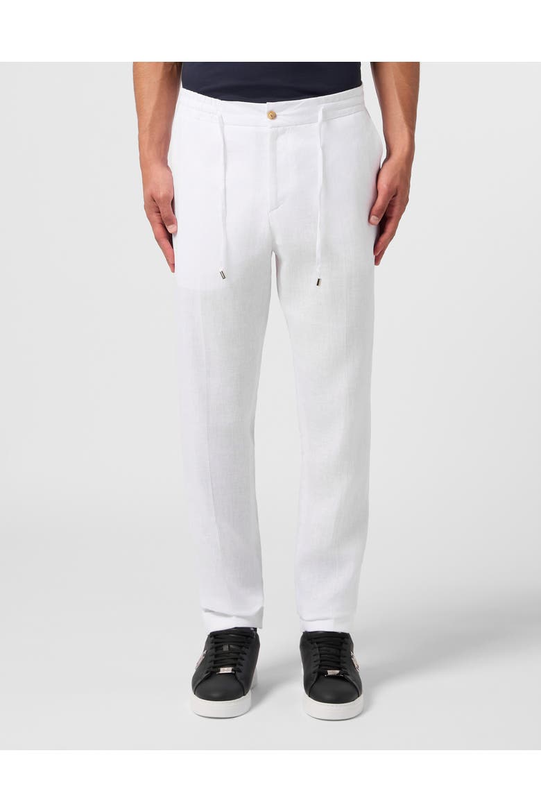 Linen Jogging Trousers Men, Main, color, OffWhite