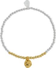 Estella Bartlett Two Tone Hammered Charm Beaded Bracelet