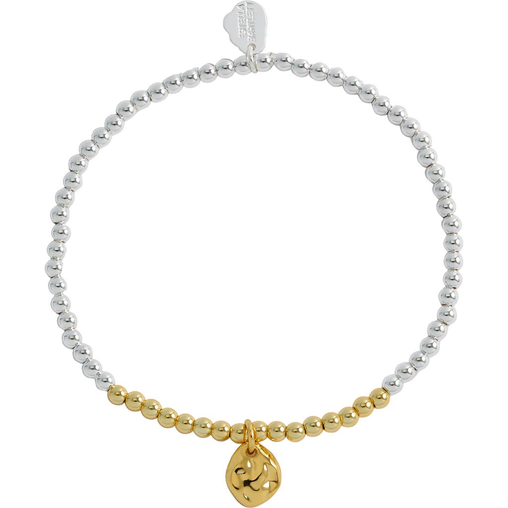 Estella Bartlett Two Tone Hammered Charm Beaded Bracelet In Metallic