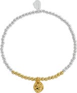 Estella Bartlett Two Tone Hammered Charm Beaded Bracelet
