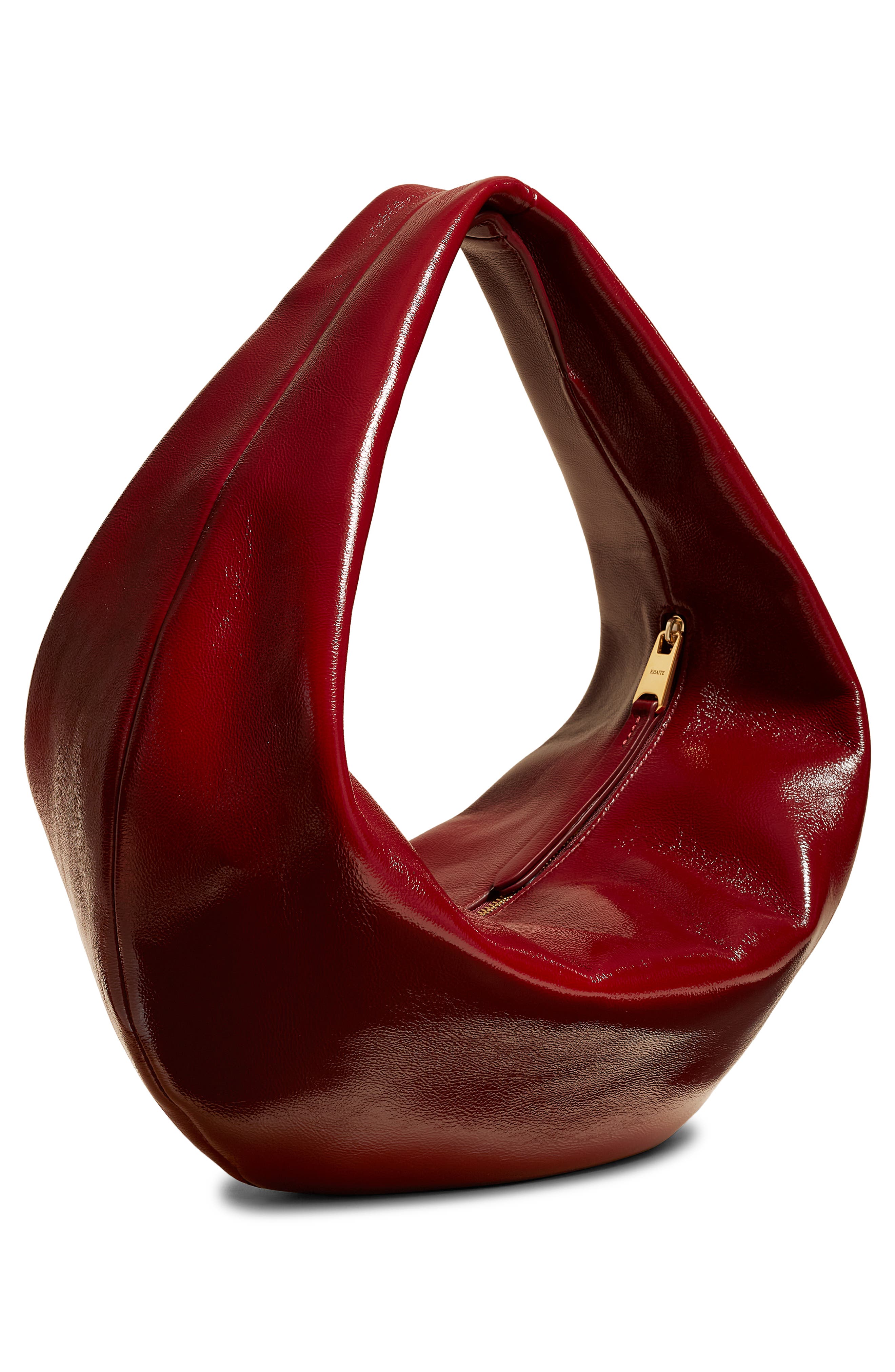 Khaite Medium Olivia Patent Leather Hobo Bag, Alternate, color, Oxblood 524