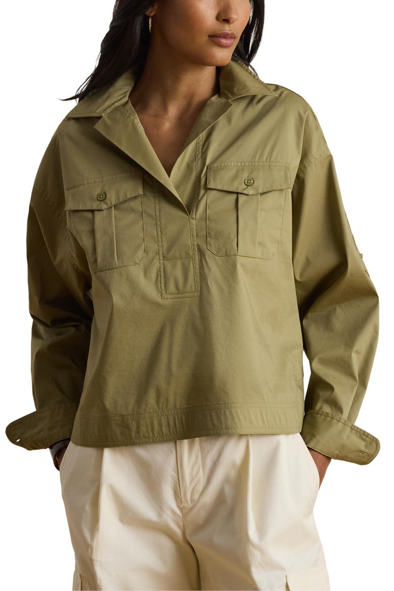 Silky Stretch Cotton Utility Shirt, Main, color, LIGHT AGAVE GREEN