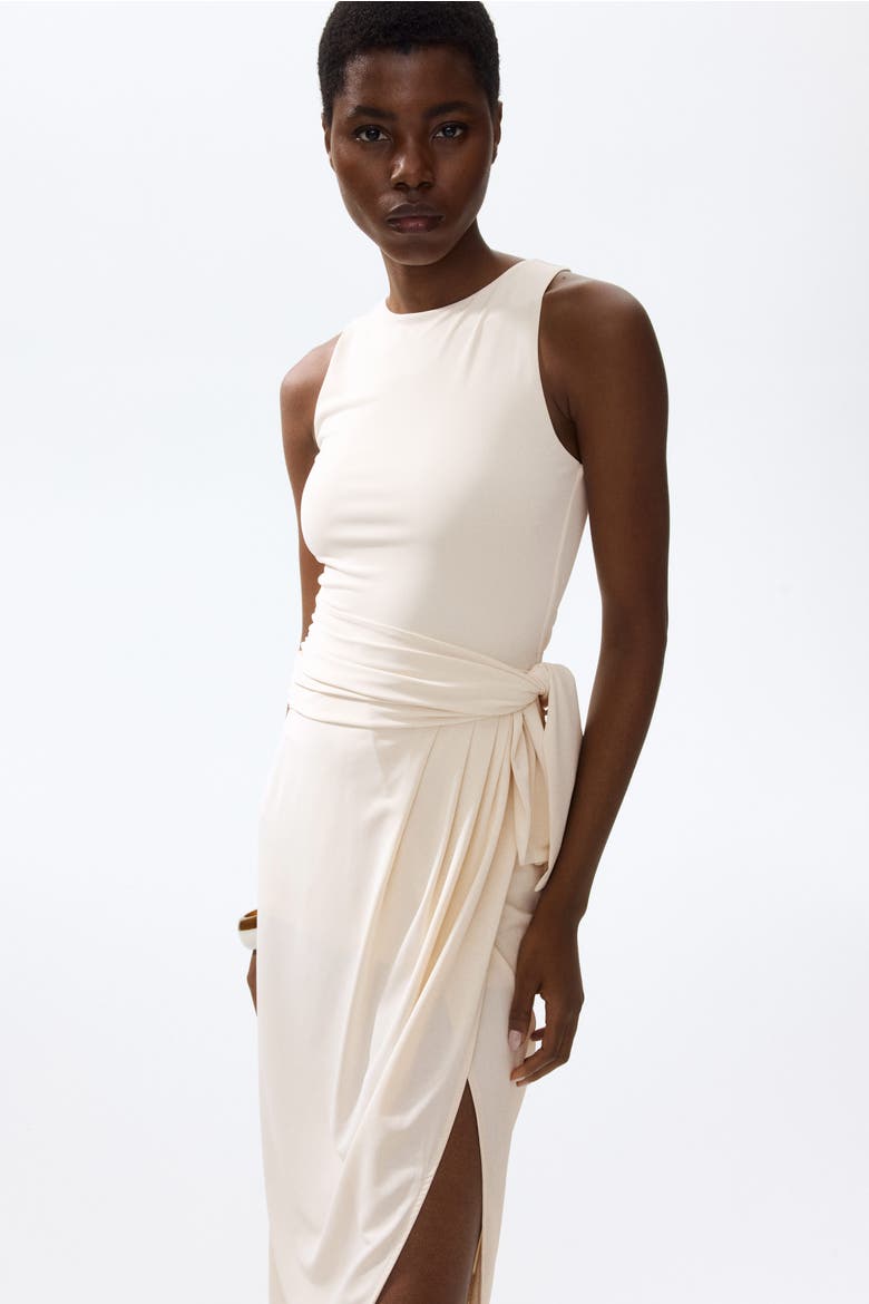 Draped-panel Jersey Dress, Main, color, Light beige
