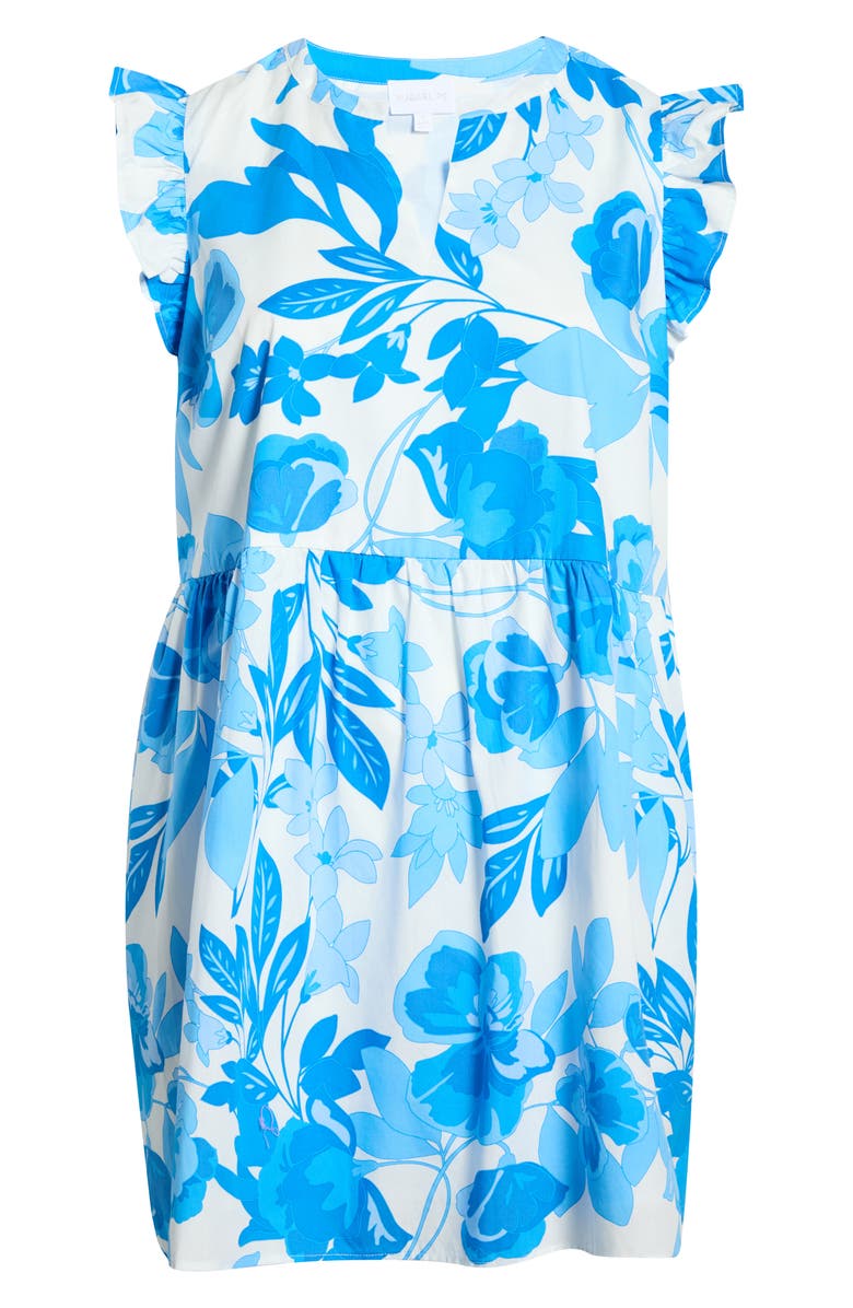 SUGARLIPS Darien Floral Kass Ruffle Minidress, Alternate, color, Wht-Blues-Combo