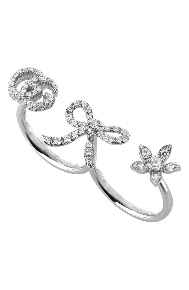Gucci Flora Diamond Two-Finger Ring, Main, color, 