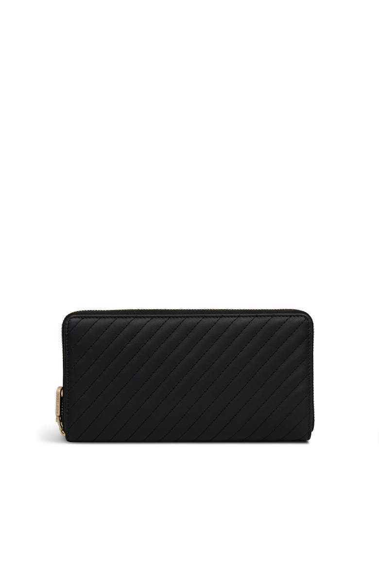 Dukes Place - Quilt Large Zip Around Wallet, Main, color, Black