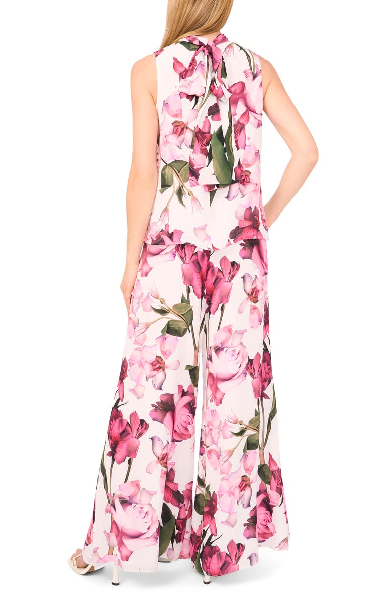Ted Baker Floral Print Sleeveless Satin Shirt, Alternate, color, 