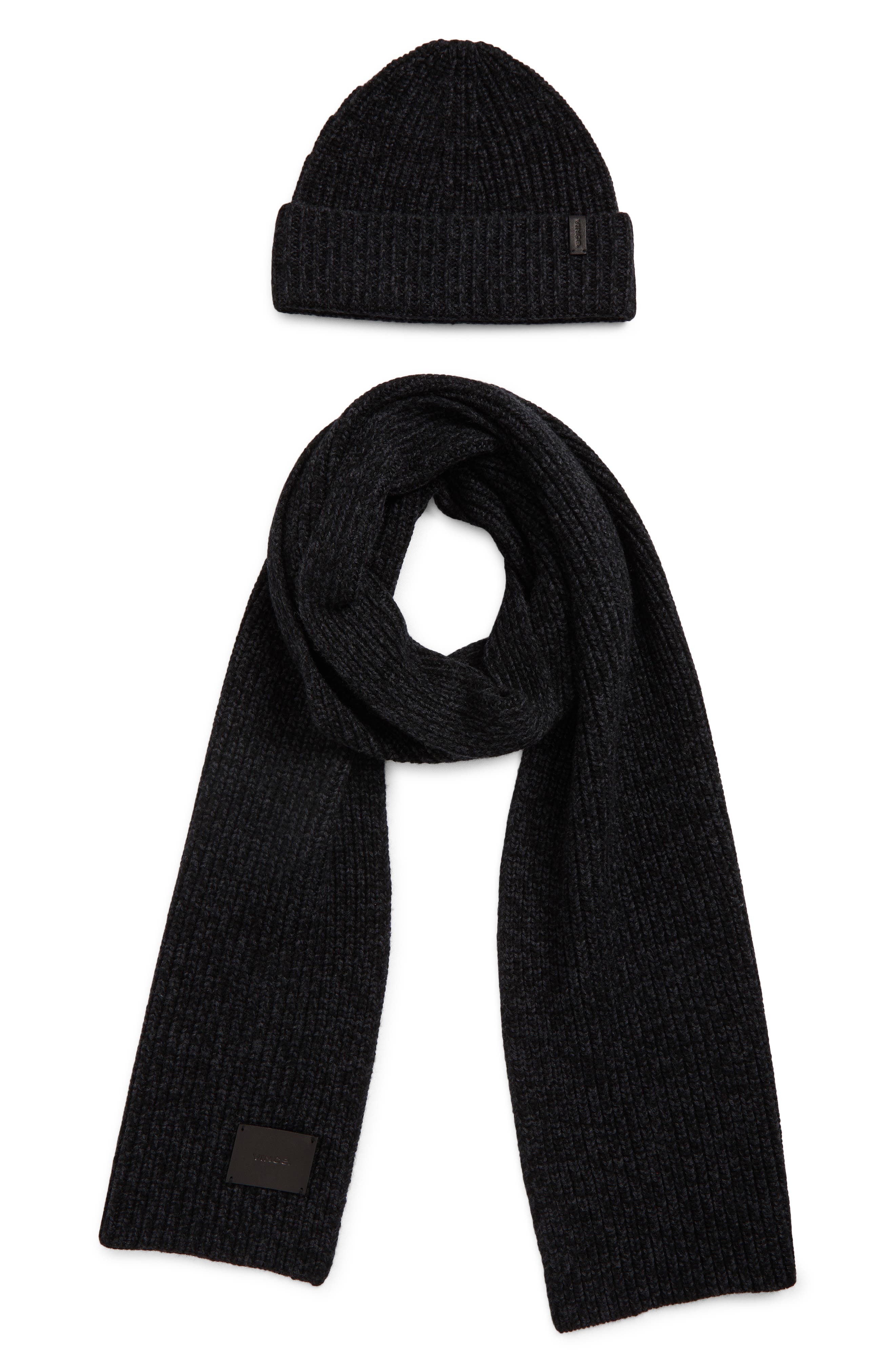 Vince Shaker Knit Cuffed Beanie & Scarf Set