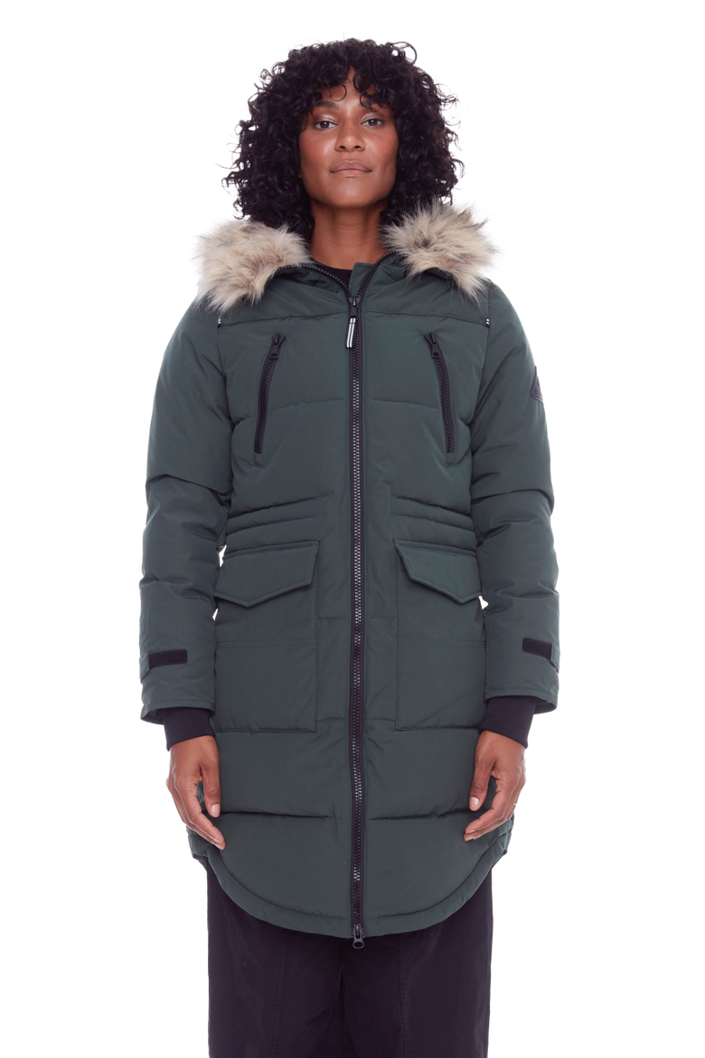 UKON - Vegan Down Drawstring Winter Parka, Main, color, DEEP GREEN