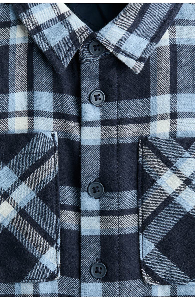 H&M Lined flannel overshirt, Alternate, color, Navy Blue/Plaid
