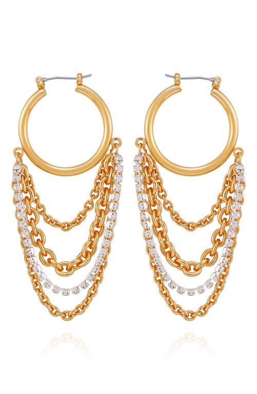 Guess Linear Chain Drop Hoop Earrings In Multi