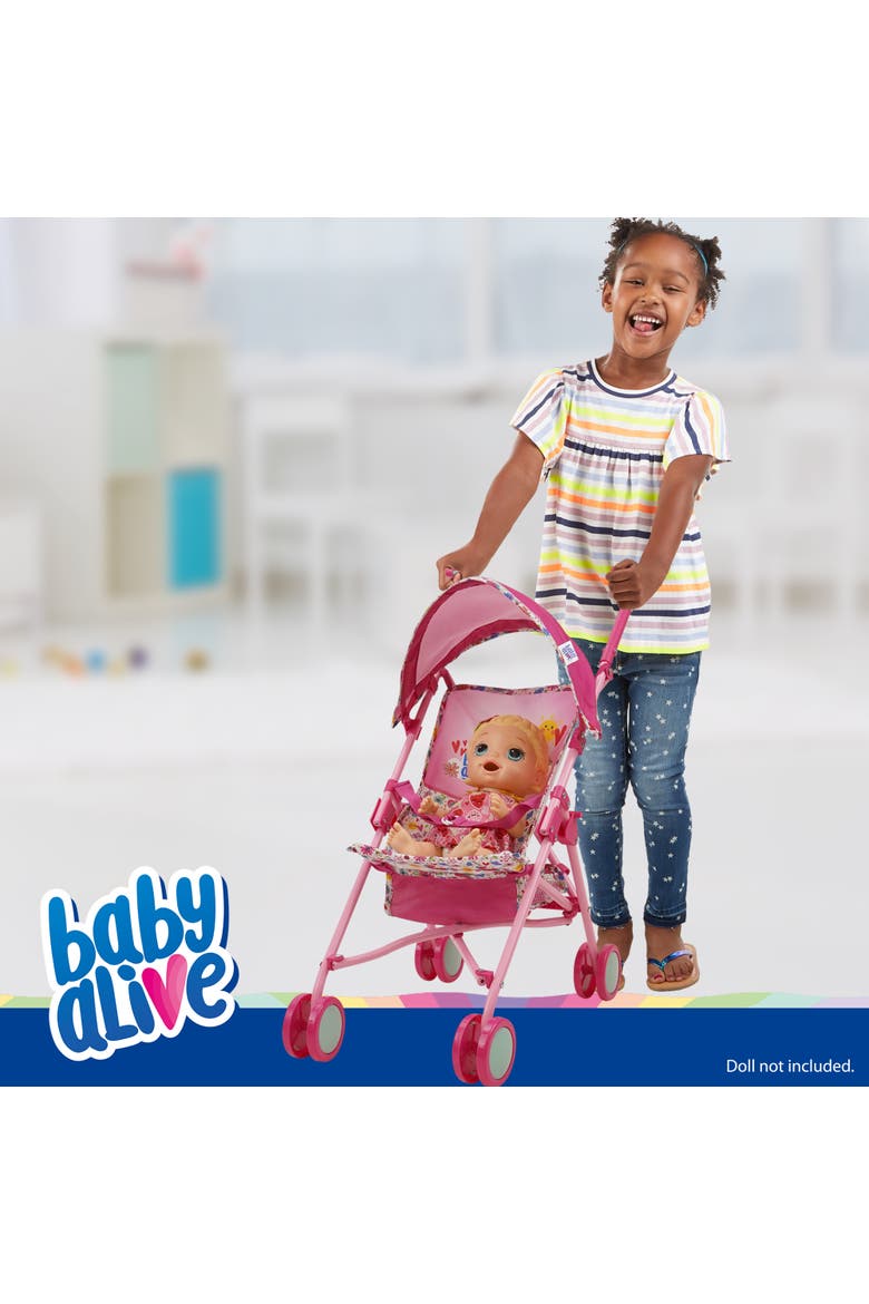 Doll Stroller Pink & Rainbow Fits Dolls Up To 24", Alternate, color, Pink