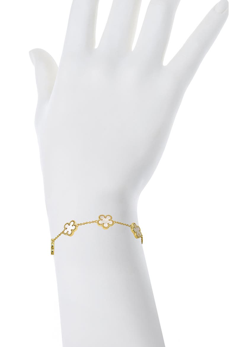 Mother of Pearl Flower Bracelet, Alternate, color, GOLD