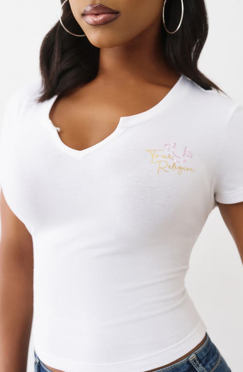 True Religion Script Notch T-shirt In White