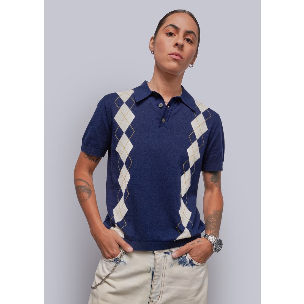 Wildfang The Everyday Argyle Sweater Polo In Blue
