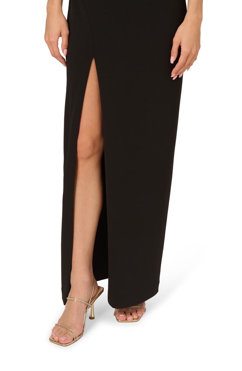 Adrianna Papell Sequin Embellished One-Shoulder Crepe Gown, Alternate, color,