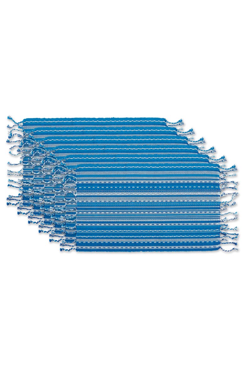 Tonal Stripe With Fringe Placemat Set/6, Main, color, Blue