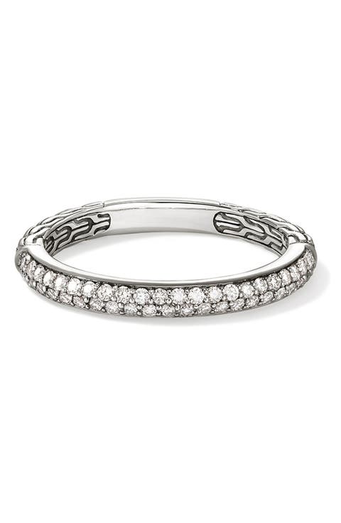 JH Essentials Silver Diamond Pavé (0.36ct) 2.5mm Band Ring